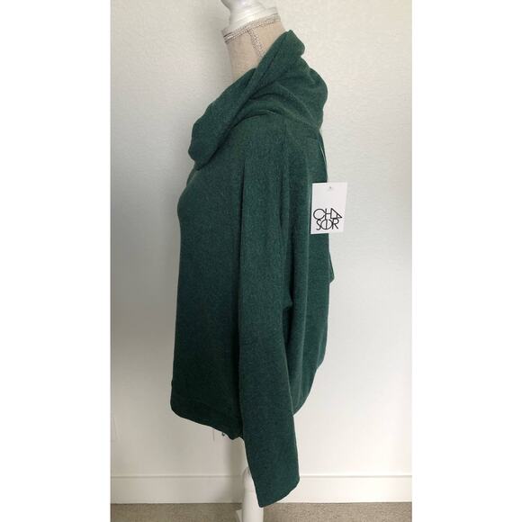 Chaser Green Drape Cowl Neck Dolman Cutout Sweater - M - Picture 2 of 4